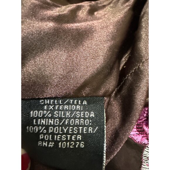 ECI New York Womens Brown Floral Embroidered Silk Blazer Jacket Size 4 Fall EUC - Picture 6 of 7